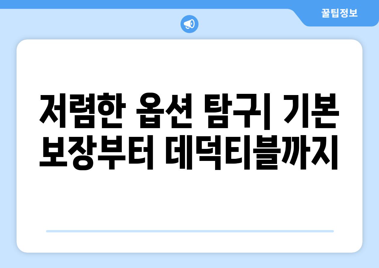 저렴한 옵션 탐구| 기본 보장부터 데덕티블까지