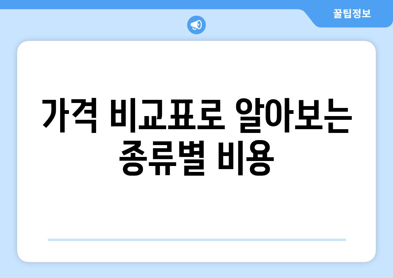 가격 비교표로 알아보는 종류별 비용