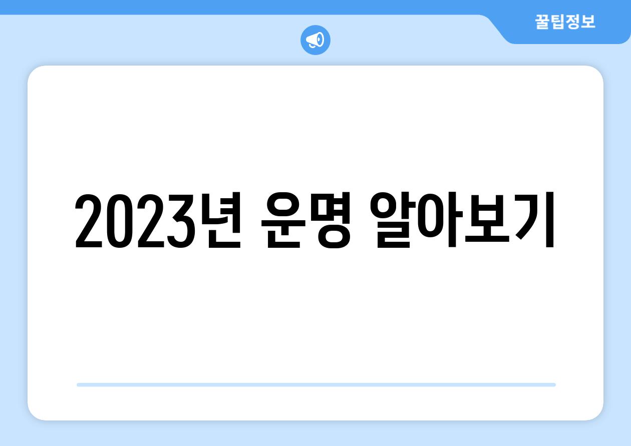 2023년 운명 알아보기