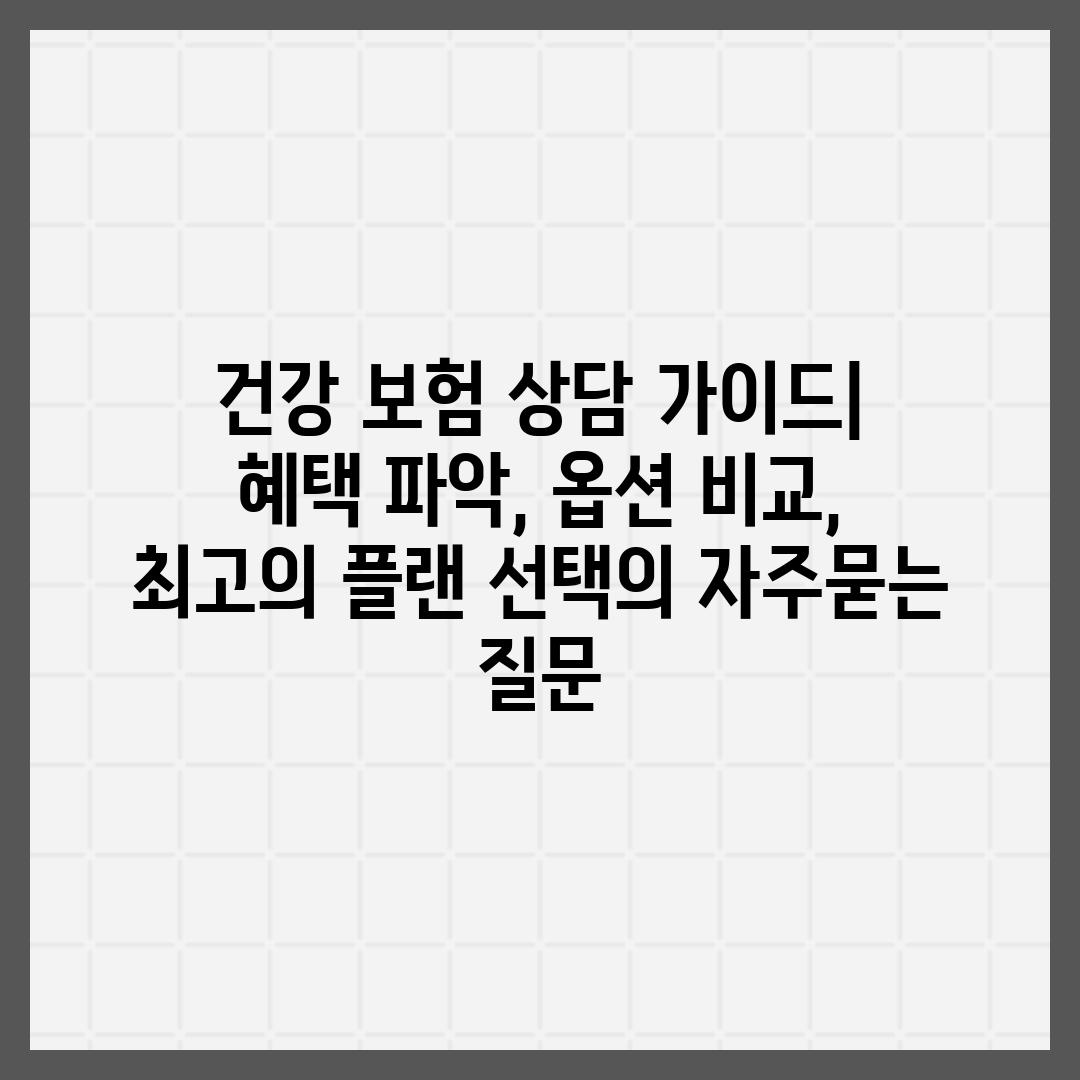 ['건강 보험 상담 가이드| 혜택 파악, 옵션 비교, 최고의 플랜 선택']