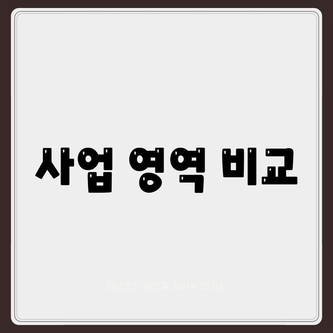 사업 영역 비교