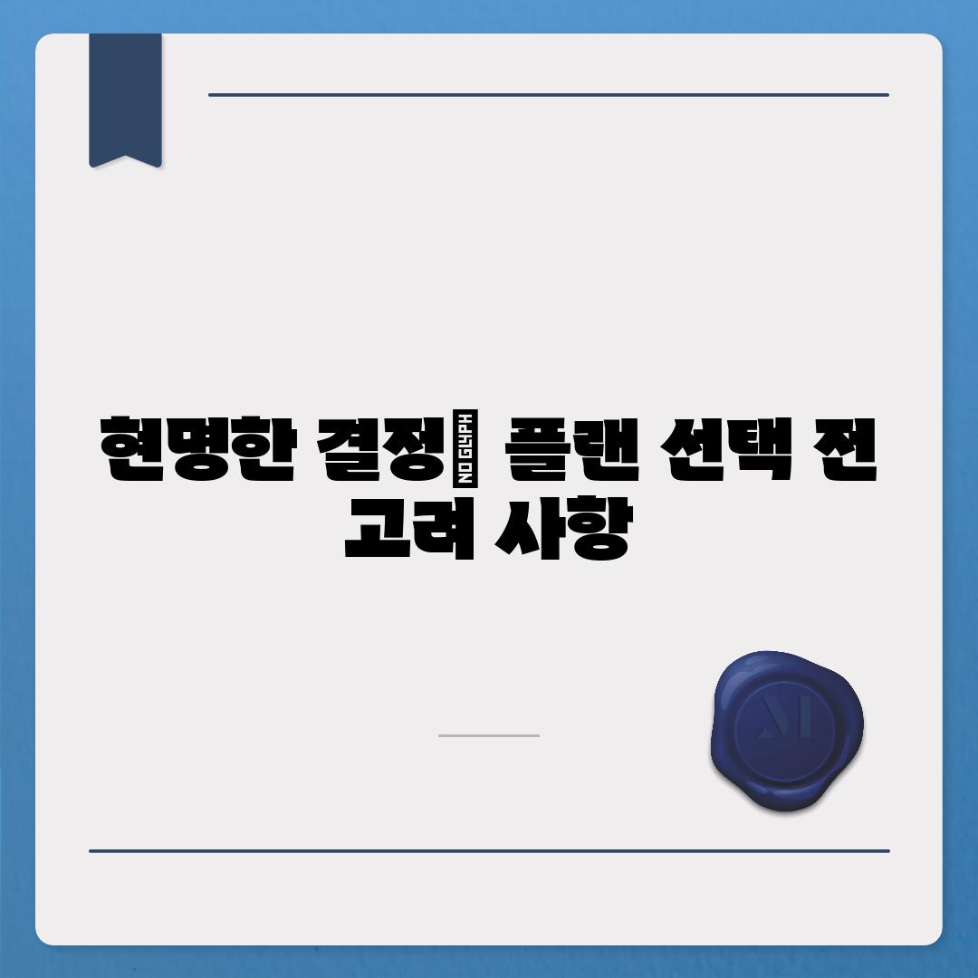 현명한 결정| 플랜 선택 전 고려 사항