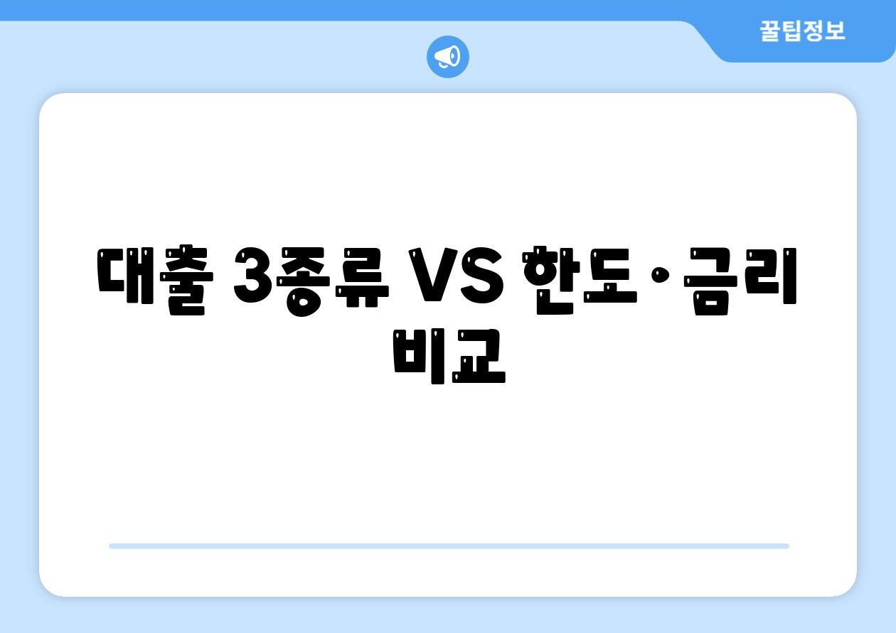 대출 3종류 VS 한도·금리 비교