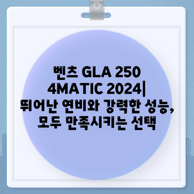 벤츠 GLA 250 4MATIC 2024, 저렴한 가격에 놀라운 성능