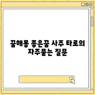 꿈해몽 좋은꿈 사주 타로