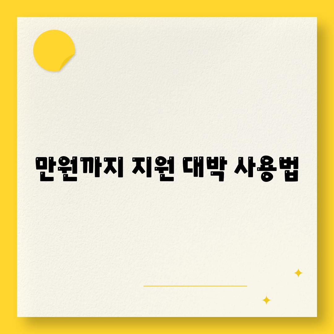 만원까지 지원 대박 사용법