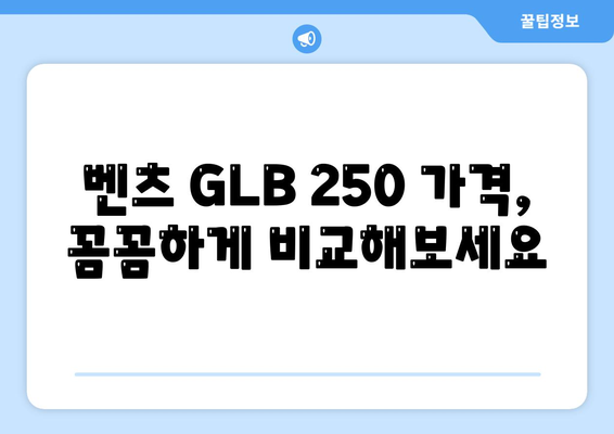 벤츠 GLB 250의 최적 조건 가격 안내