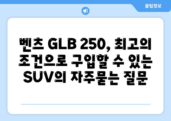 벤츠 GLB 250, 최고의 조건으로 구입할 수 있는 SUV