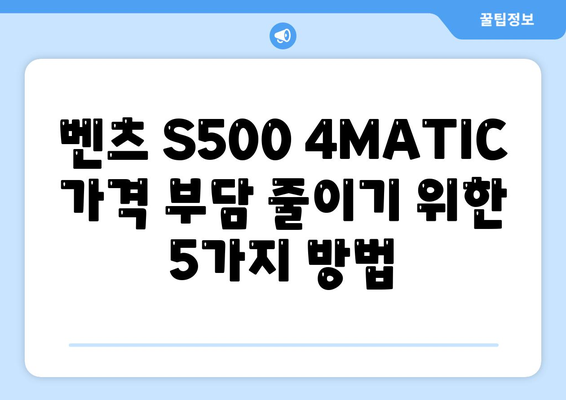 벤츠 S500 4MATIC의 가격 부담을 줄이는 방법