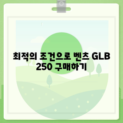 벤츠 GLB 250의 최적 조건 가격 안내