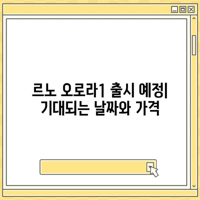 르노 오로라1의 출시일과 가격 예상