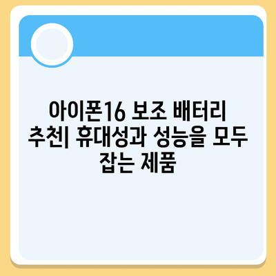 아이폰16 보조 배터리 | 배터리 수명 연장