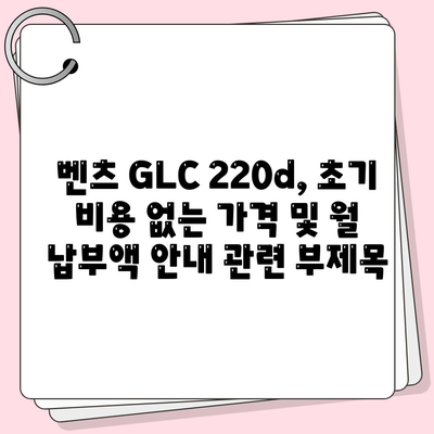 벤츠 GLC 220d, 초기 비용 없는 가격 및 월 납부액 안내