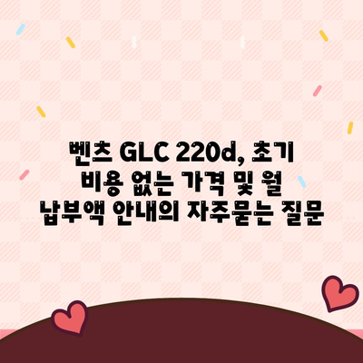 벤츠 GLC 220d, 초기 비용 없는 가격 및 월 납부액 안내