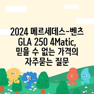 2024 메르세데스-벤츠 GLA 250 4Matic, 믿을 수 없는 가격