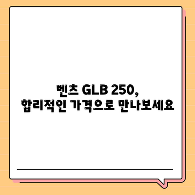 벤츠 GLB 250의 최적 조건 가격 안내