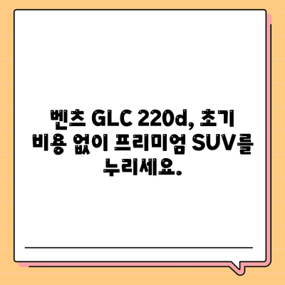 벤츠 GLC 220d의 초기 비용이 없는 가격