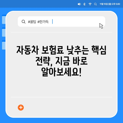 자동차 보험료 싸게 내는 방법| 핵심 비교 및 추천 | 보험료 비교, 자동차 보험, 저렴한 보험, 할인 팁