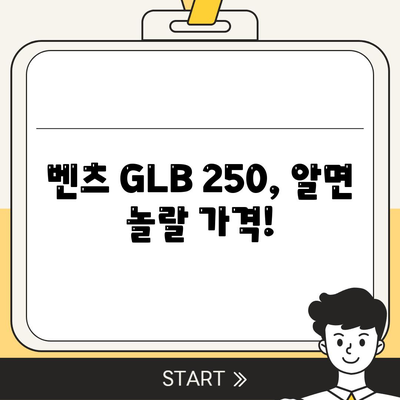 벤츠 GLB 250, 알면 놀랄 가격!