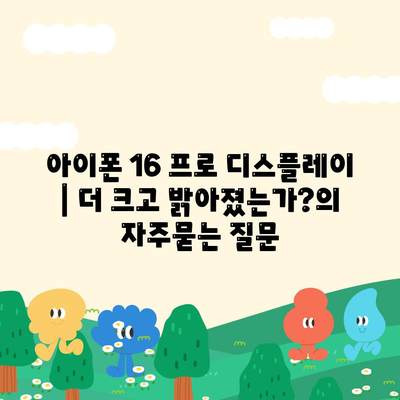 아이폰 16 프로 디스플레이 | 더 크고 밝아졌는가?