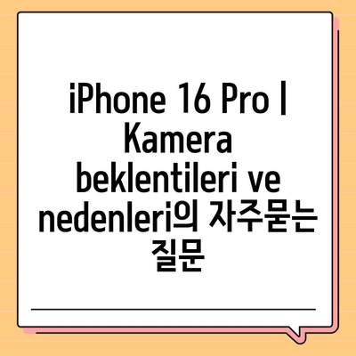 iPhone 16 Pro | Kamera beklentileri ve nedenleri