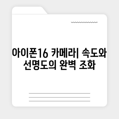 아이폰16 카메라 | 속도와 선명도 모두 극대화