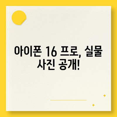 아이폰 16 프로 디자인과 출시일 | 실물 모습은?