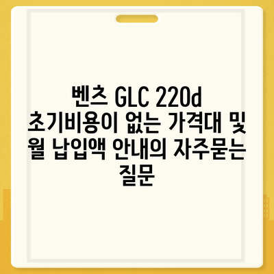 벤츠 GLC 220d 초기비용이 없는 가격대 및 월 납입액 안내