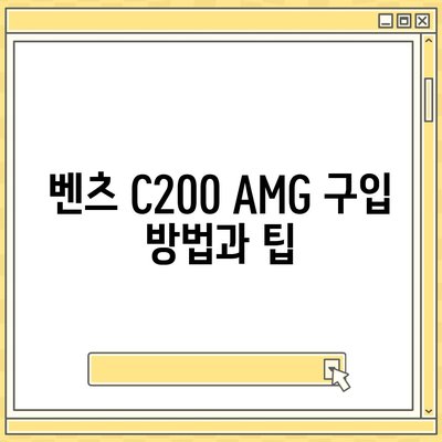 벤츠 C200 AMG의 저렴한 가격 소개