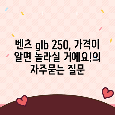 벤츠 glb 250, 가격이 알면 놀라실 거에요!