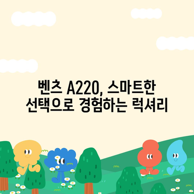 벤츠 A220, 최저 가격으로 꿈의 럭셔리 차량을 경험할 기회