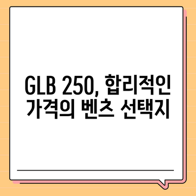 알면 놀랄 벤츠 GLB 250의 저렴한 가격