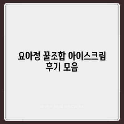 요아정 꿀조합 요거트 아이스크림 추천 메뉴와 가격