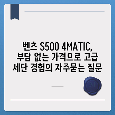 벤츠 S500 4MATIC, 부담 없는 가격으로 고급 세단 경험