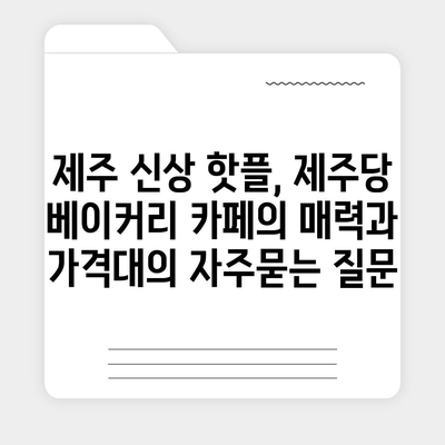 제주 신상 핫플, 제주당 베이커리 카페의 매력과 가격대