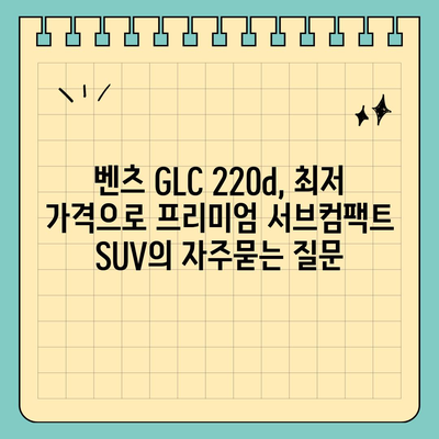 벤츠 GLC 220d, 최저 가격으로 프리미엄 서브컴팩트 SUV