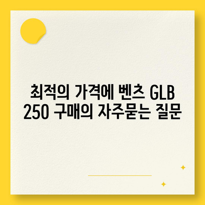 최적의 가격에 벤츠 GLB 250 구매