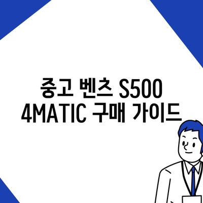 벤츠 S500 4MATIC 가격을 줄여보세요!