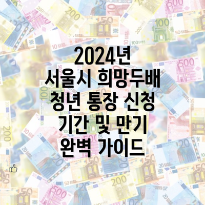 2024년 서울시 희망두배 청년 통장 신청 기간 및 만기 완벽 가이드