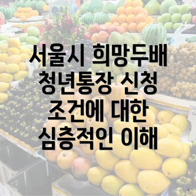 서울시 희망두배 청년통장 신청 조건에 대한 심층적인 이해