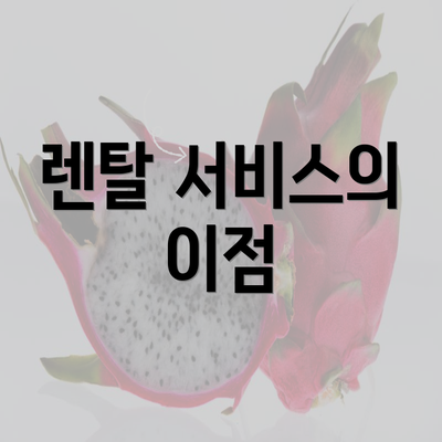 렌탈 서비스의 이점