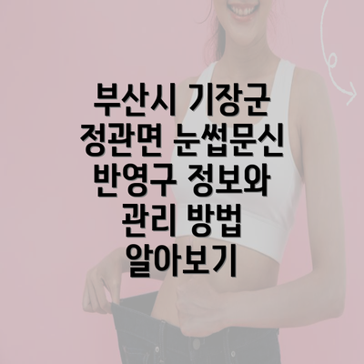 부산시 기장군 정관면 눈썹문신 반영구 정보와 관리 방법 알아보기