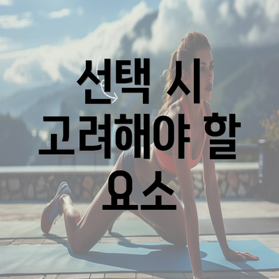 선택 시 고려해야 할 요소