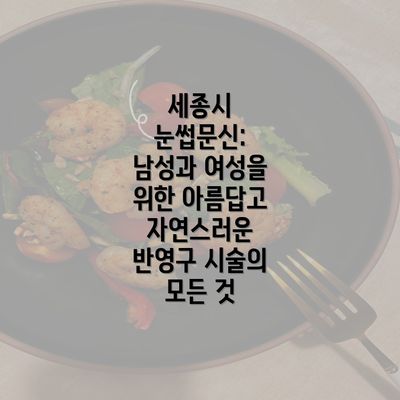 세종시 눈썹문신: 남성과 여성을 위한 아름답고 자연스러운 반영구 시술의 모든 것