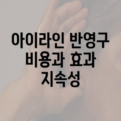 아이라인 반영구 비용과 효과 지속성