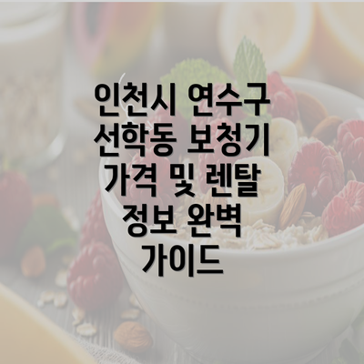 인천시 연수구 선학동 보청기 가격 및 렌탈 정보 완벽 가이드