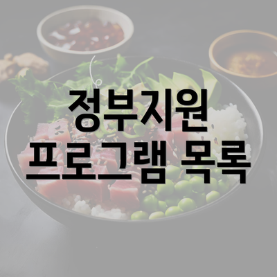 정부지원 프로그램 목록