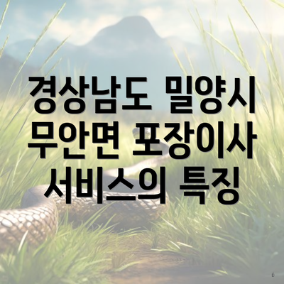 경상남도 밀양시 무안면 포장이사 서비스의 특징