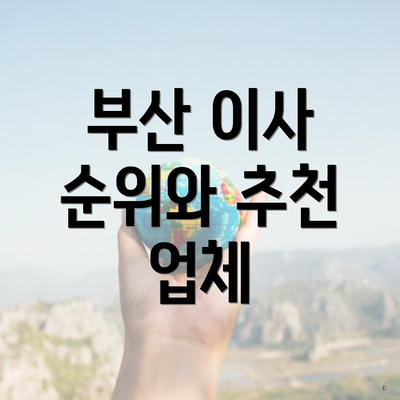 부산 이사 순위와 추천 업체