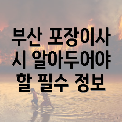 부산 포장이사 시 알아두어야 할 필수 정보